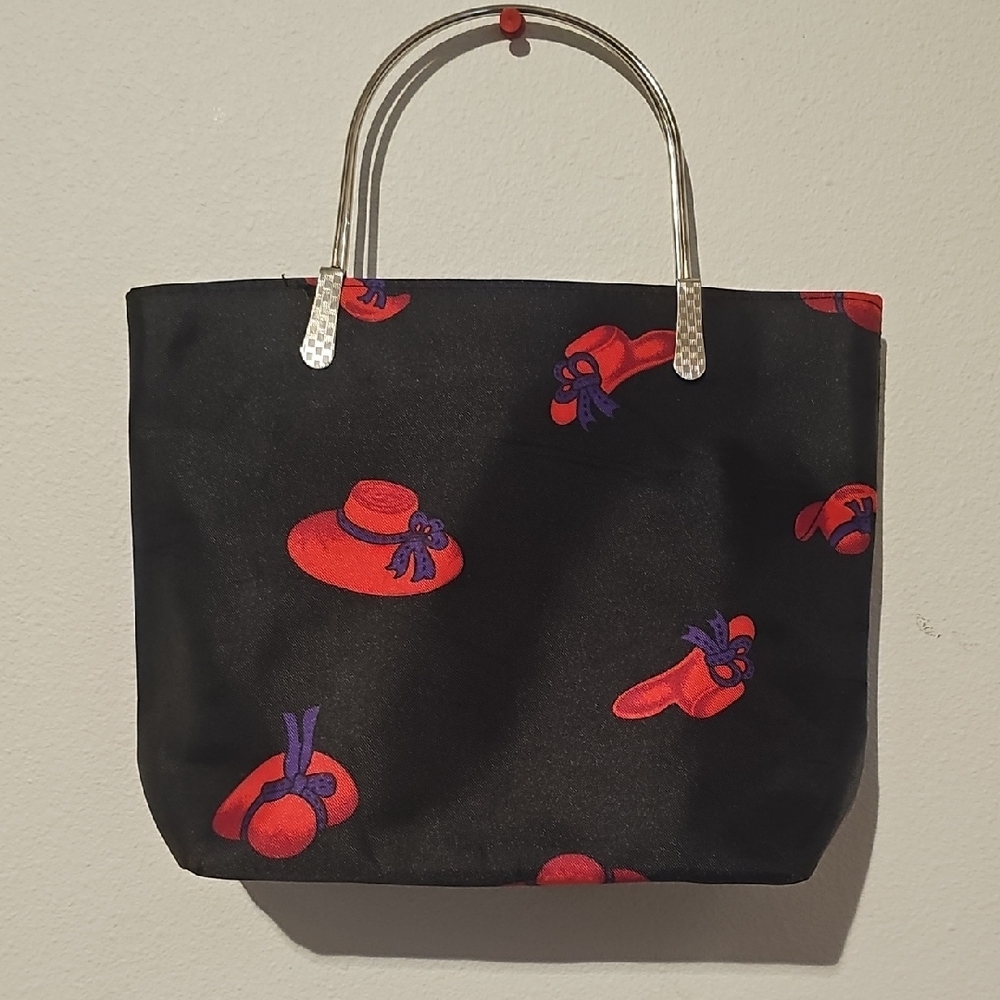 Red Hat Society By Red Hattitude tylish Black Tote Bag w/Red & Purple Accents